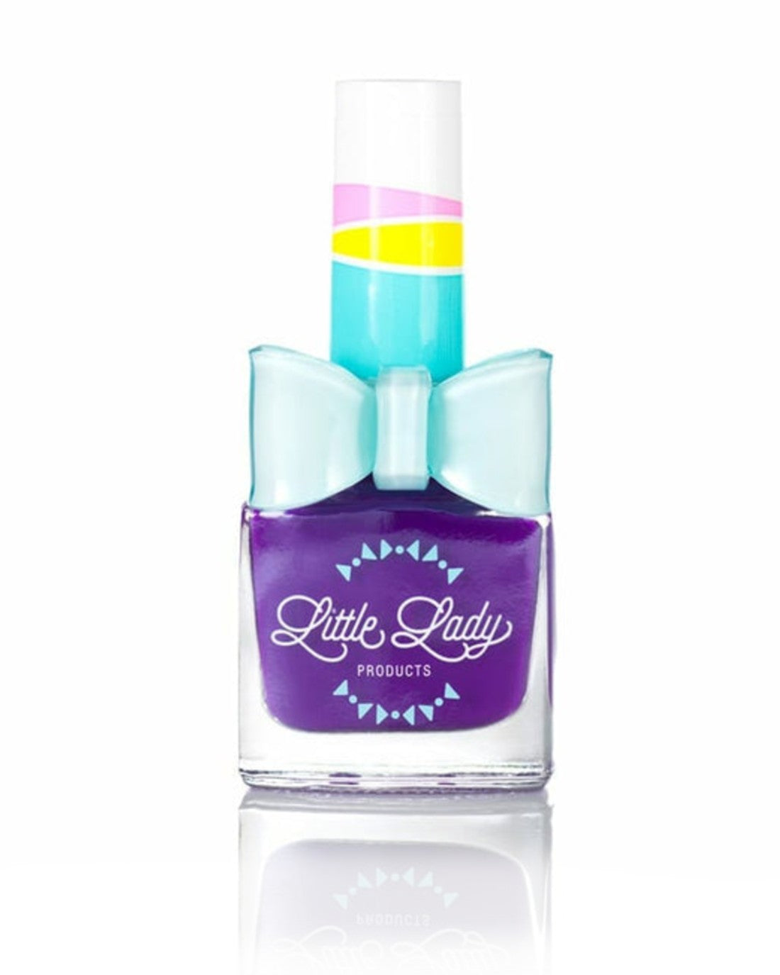 Cutey Queen purple nail polish bottle designed for kids, offering a safe, scented, and stylish experience, part of Little Lady Products&
