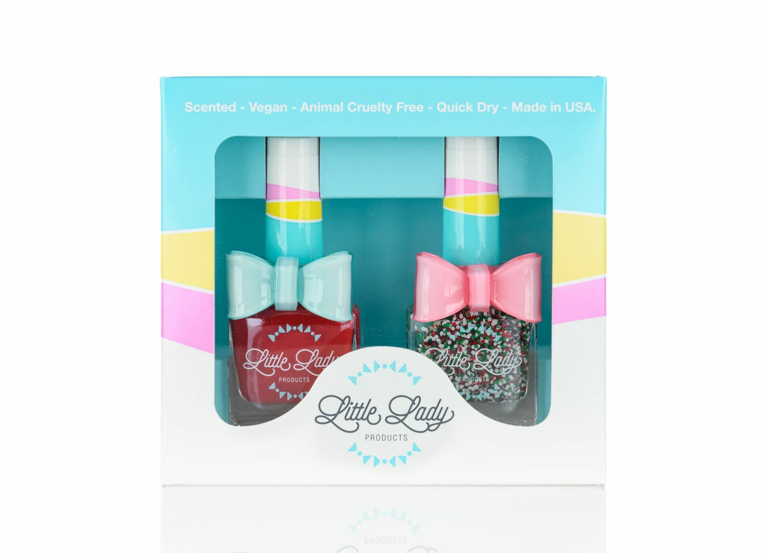 Holiday Duo: A box featuring So Very Strawberry and Peppermint Sprinkles nail polish from Little Lady Products, known for kid-friendly, toxin-free beauty items.
